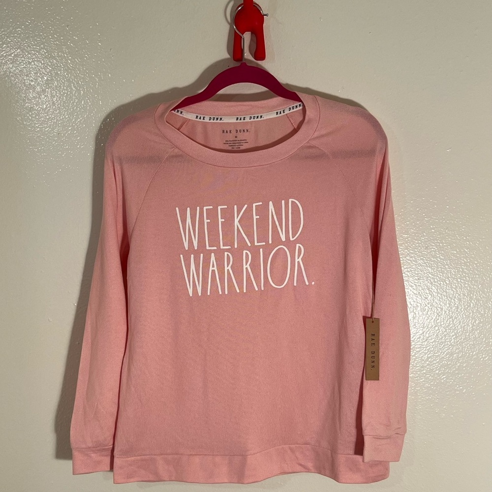 NWT Rae Dunn Weekend Warrior Pink Top
